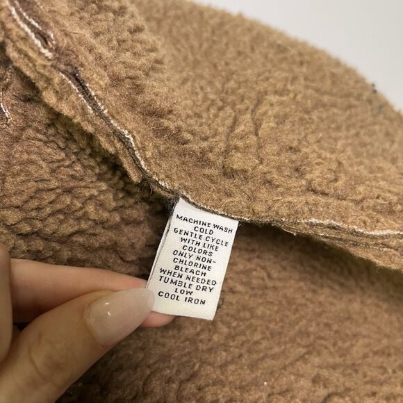 Style & Co Y2K Faux Suede Shearling Jacket Women’s Small Brown Fur Trim Boho - Picture 8 of 9